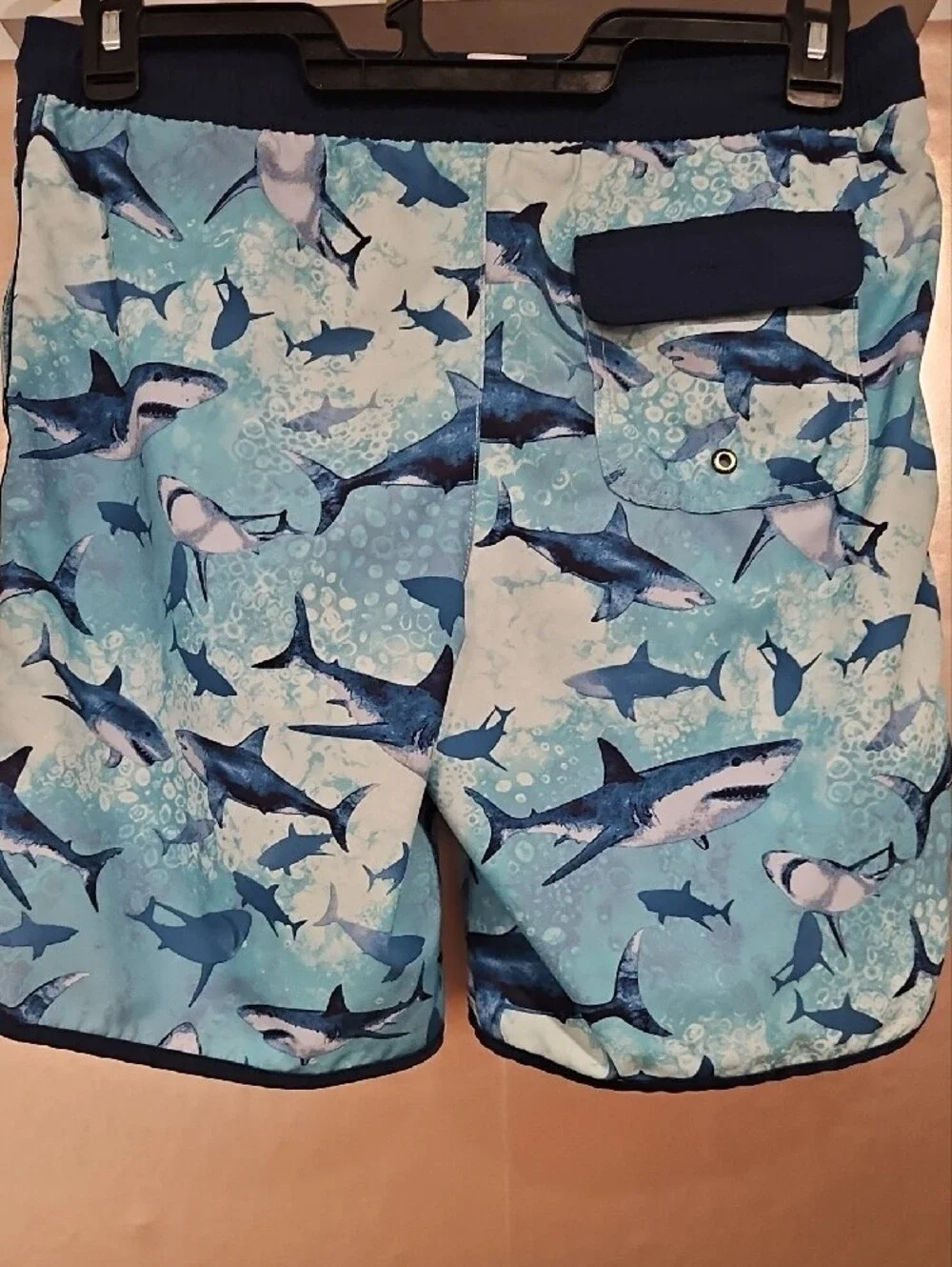 wonder nation Boys Blue Shark Print Swim Trunks